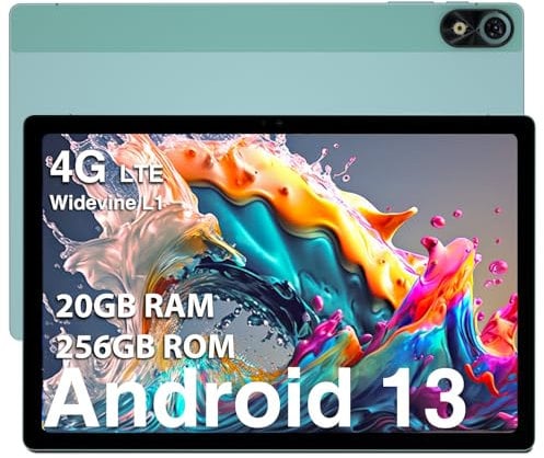 DOOGEE T10 Plus Android Tablets, 20GB RAM+ 256GB ROM (1TB TF), 10.51 Inch 2K Tablet, 8250mAh Battery, 4G Android 13 Tablet, 13MP+8MP Camera / 5G WiFi/Widevine L1 / GPS/Face Unlock/OTG - Green