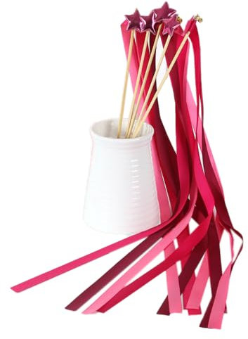 Whakano 20 Stück Wedding Wands,Zauberstäbe Hochzeit Luftschlangen,Spalier Hochzeit Glücksstäbe,Luftschlangen mit Holzstäbchen Werden,für Hochzeiten,Geburtstage,Weihnachten,Partys,Rot