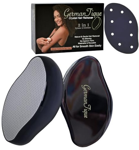 Germantique Crystal Hair Eraser,Natural Crystal Hair Remover,Reusable Painless Nano Glass Hair Removal Device Without Shaver,Gentle Crystal Epilator and Exfoliator for Soft Silky Skin(Black)