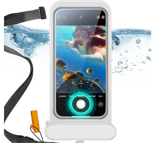 ESR Pochette Etanche pour iPhone 15 Pro Max/14 Pro Max, Sensibilité Tactile sous-Marine, Coque Flottante Etanche IPX8 avec Lanière, Sac Sec pour Plongée en Apnée, Blanc