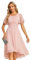 Ever-Pretty Women's Pink Bridesmaid Dresses Crew Neck Pleated Waist Short Sleeve Wedding Guest Dress Pink 20UK