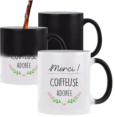 Planetee Tasse Magique Coiffeuse | Mug qui change couleur avec la chaleur | Idée Cadeau Collègue Travail Retraite