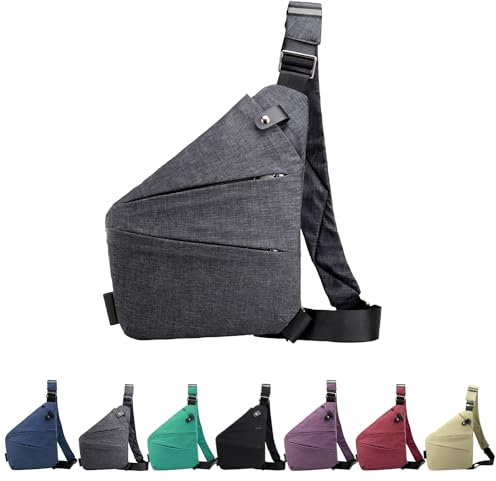 GDOKKNY Anti-Diebstahl-Umhängetasche für Frauen personalisierte Flex Koffer Diebstahlsichere Schultertasche Schleuderbrusttasche für Männer (schwarz), Grau, Medium