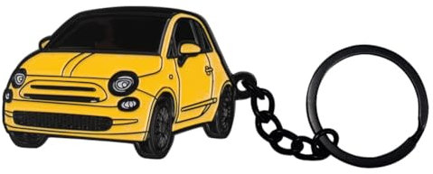 BIHEE Porte-Clés Compatible Avec Fiat 500, Mini Accessoires de Porte Clé de Voiture en Métal pour Cadeau, Jaune