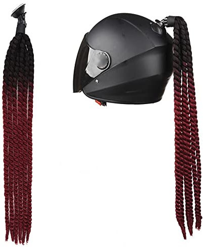 PTNKUIIY Motorrad Helm Zöpfe, Helm mit geflochtenem Pferdeschwanz Haar Zöpfe Haarteile für Fahrrad Motorrad Roller Helm Zubehör