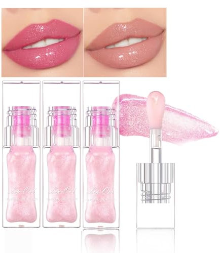 3PCS Magic Color Changing Lip Oil Moisturizing Lip Glow Oil Plumping Glimmer Glow Lipstick, Long Lasting Hydrating Lip Gloss Lip Balm Transparent Lip Care
