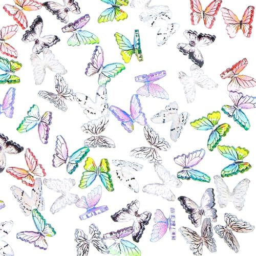 30 Pezzi Micro Farfalle in Resina, Miniature Colorate, Mini Decorazione Paesaggistica, Casa, Artigianato