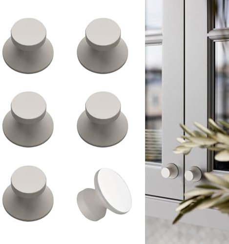 CcHhyyt Bunte selbstklebende runde Knäufe für Schubladen, Küchenschrank, mit Klebstoff, Spiegelschrank, Kommode, 6 Stück (hellgrau)