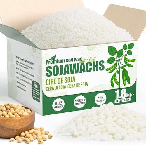 VEGISHINE Sojawachs für Kerzen, Natürliches Sojawachs für Kerzenherstellung 2kg 1.8kg, Kerzenwachs zum Gießen, Kerzenwachsgranulat für die Kerzenherstellung, Premium Sojawachs 1kg 2kg 5kg 10kg