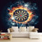 Fototapete Eis-Feuer-Schild Darts Spiel 350x256cm Buntes Blau Panorama Wandtapete Dekoration, UV-Beständig Moderne Vlies Wanddekoration für Wohnzimmer Schlafzimmer