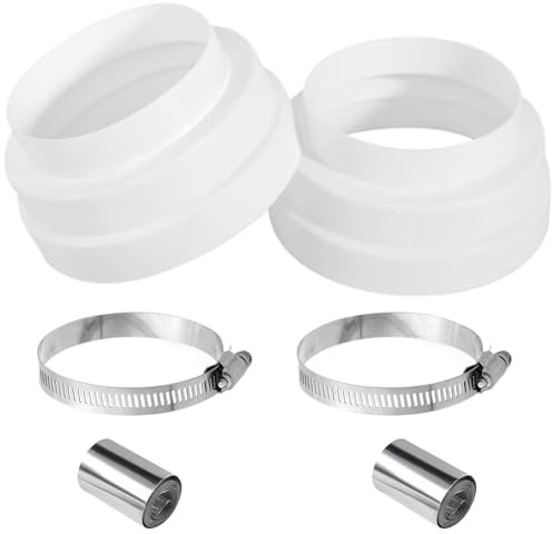 Lot de 2 raccords réducteurs, réducteurs de diamètre 120, 150, 160 mm, tuyau d'évacuation avec 2 colliers de serrage en acier inoxydable et 2 rouleaux de bande en aluminium - Réducteur universel pour