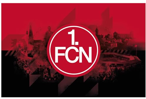 1. FC Nürnberg FCN Hissfahne 140 x 90 cm - mit schwarzen Karabinern I rot-schwarz I Originalware - Fahne Flagge Club