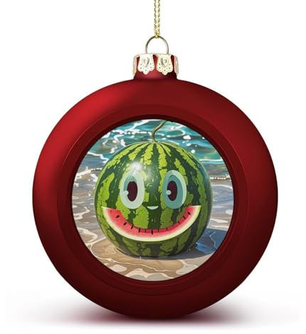 Kleine Weihnachtskugel, Wassermelone mit Smiley-Druck, Weihnachtsbaumschmuck, Halloween-Kugel-Ornamente