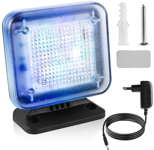 TV Simulator mit 12 LEDs und 3 wählbaren Programmen, Dummy TV Fernsehsimulator, Energieeffizient Fernseh-Atrappe mit Zeitschaltuhr,Komplett mit Netzadapter,zum Einsatz als Einbruchschutz (Schwarz, M)