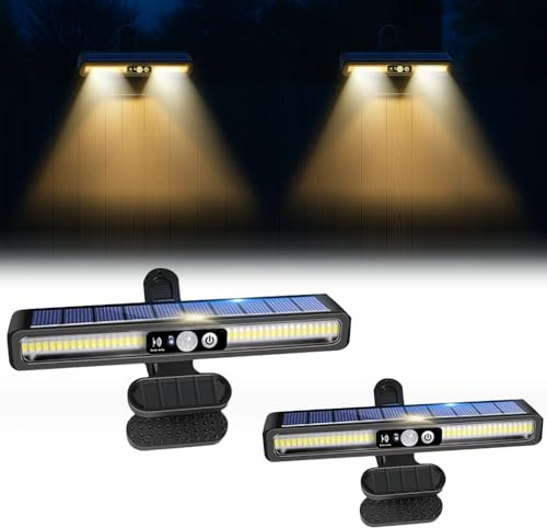 NAVESO 2 Pack Clip On Solar Lights Outdoor, Clip On SolarLights, Solar Outdoor Lights, Gutter LightsSolar Powered for Fence Garage Camping Driveway