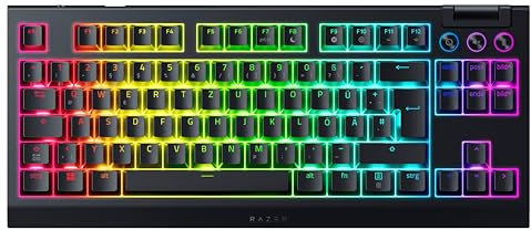 Razer BlackWidow V4 Tenkeyless HyperSpeed (Orange Tactile Switch) - Kabellose Hot-Swap-Gaming-Tastatur - ohne Ziffernblock - Bluetooth & HyperSpeed 1000Hz - Snap Tap - QWERTZ DE-Layout | Schwarz