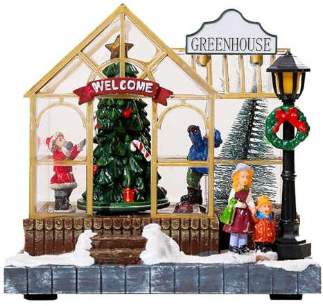 RCGOFOLLOW Décoration de Noël en Bois, Village Lumineux, décoration de Bureau pour Ambiance Festive, Sapin Noël