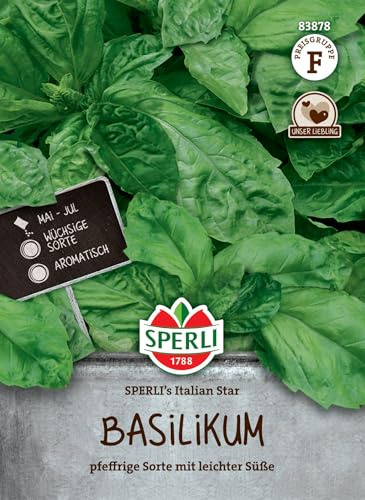 Sperli Basilikumsamen SPERLI's Italian Star 83878, Kräutersaat | Pfeffriges Aroma, für Küche, Samen Basilikum, aromatisch, Blüte ab Juli