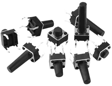 20 Stück 6x6 mm große, taktile Taster for Leiterplatten (DIP, 4-polig, 6x6x4,3/5/6-7-20 mm)(6X6X13MM)