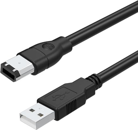 Asobilor Firewire Câble convertisseur 6 broches vers USB 2.0 - IEEE 1394 1394a vers USB-A pour imprimante, scanner, disque dur (pas pour cartes son)
