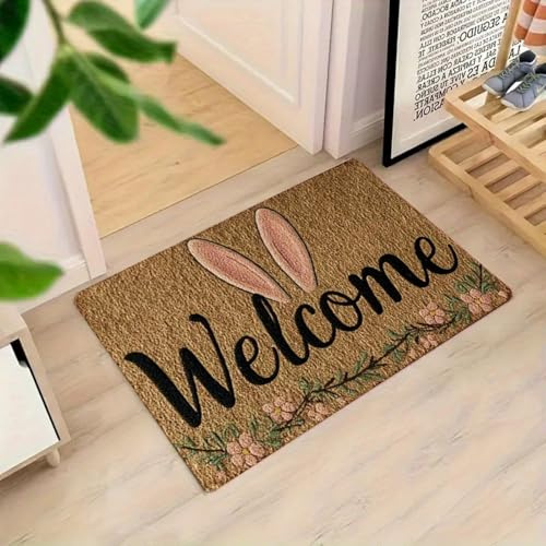 xueneige Fußmatte Ostern Fußmatte Frühling, 3D Teppich Optische Täuschung Teppich 3D Effekt, Ostern Deko Haustür Oster Deko Innen Langlebige Bodenmatte Für Eingangsbereich