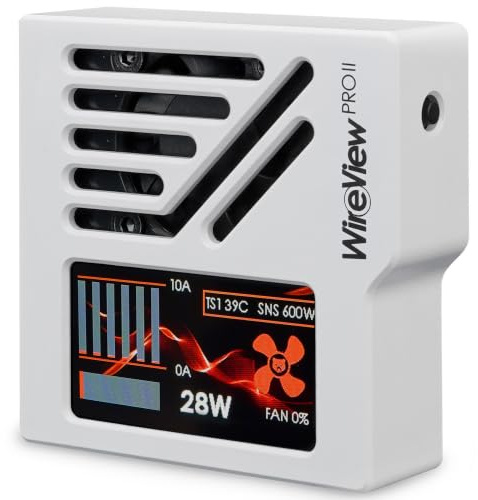 Thermal Grizzly WireView Pro II GPU White Normal - GPU Monitoring Device for 12V-2x6 and 12VHPWR Graphics Cards with Per-Pin Current Monitoring, TFT-IPS Display and 90-Degree Cable Routing