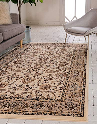 Unique Loom Sialk Hill Collection Area Rug - Washington (5' 3 x 8' Rectangle Ivory/Black)