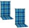 Beo Gartenstuhlauflagen Hochlehner UV-beständig Barcelona | Made in EU nach Öko-Tex Standard | Hochlehner Auflagen 2er Set waschbar | Atmungsaktive Stuhlauflagen Hochlehner in Blau-Grün Kariert