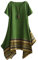 Vogstyle Women's Summer Cotton Linen Short Sleeve Tee Shirt Dress Irregular Hem Tunic Green L