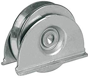 Laufrad für Tore, mit Seitenhalterung und Lager, V-Ausschnitt Artikel 388 IBFM, Material: Stahl verzinkt, Durchmesser: 120