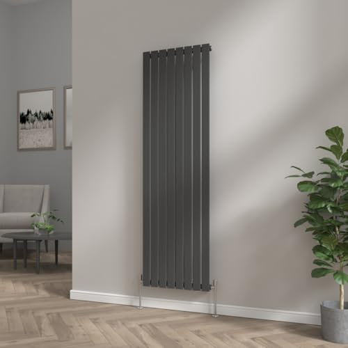 NRG 1800x544 Vertical Column Designer Radiator Black Single Flat Panel