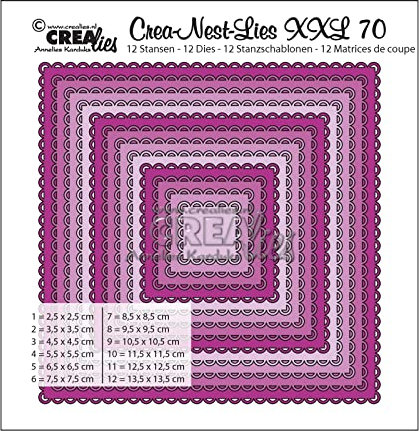 Unbekannt Crealies Crea-Nest-Lies XXL no. 70 Stanzschablone Quadrat mit offenen Halbkreisen