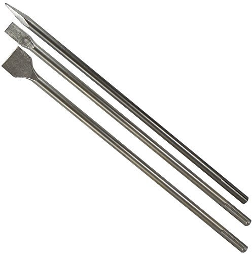 Volkers 3 Stück SDS Max Meißel Set - Spitz, Flach, Breit - Hartstahl - 600 mm