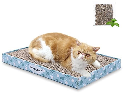 VIVAGLORY Cat Scratcher Padpal Cat Scratching Board, Cardboard Scratcher with Catnip for Indoor, Flat Scratch Board Scratch Pad Cardboard for Kitten, Extra Wide, 1Pack