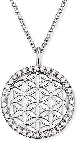 Engelsrufer Damen Halskette aus Sterling Silber mit Lebensblume Anhänger - besetzt mit 35 weißen Zirkonia Steinen - Karabinerverschluss - längenverstellbar - nickelfrei