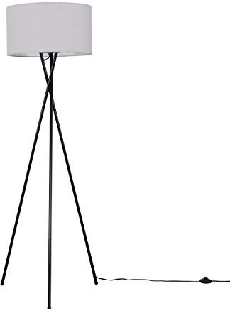 MiniSun | Modern Gloss Black Metal Tripod Floor Lamp with a Pale Grey Shade | Floor Lamps & Torchieres, Home Décor, Improvement & Lifestyle Essential