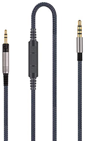 Audiokabel-Ersatz – kompatibel mit Sennheiser HD6 Mix, HD 7 DJ, HD 8 DJ-Kopfhörern und Samsung Galaxy Huawei Android mit Inline-Mikrofon und Lautstärkeregler