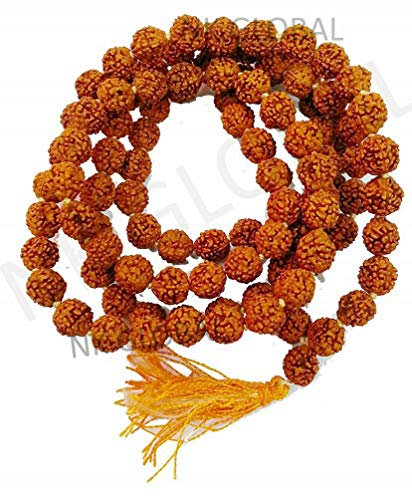 NK GLOBAL Rudraksha Mala 108 Perlen Japa Mala tibetische, buddhistische, hinduistische Gebetskette Chanting Rosenkranz Perlen Heilige Kette Gebetskette