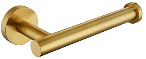 Toilet Paper Holder Brushed Gold, APLusee SUS304 Stainless Steel Round TP Hanger, Modern Bathroom Lavatory Tissue Roll Storage