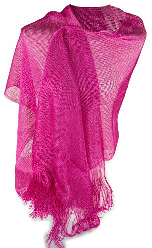 Stola fucsia cerimonia coprispalle elegante a rete con frange foulard scialle grande sciarpa lurex da matrimonio per abito da sera giorno primavera estate 2026 Fuxia