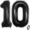 Jurxy Anzahl Luftballons Zahl 10 Schwarz Geburtstag Folienballon Helium Folie Luftballons für Geburtstag Jubiläum 40 Zoll - Schwarz #10