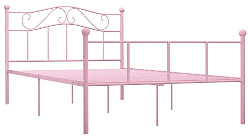 vidaXL Bettgestell Bett Metallbett Schlafzimmerbett Doppelbett Bettrahmen Schlafzimmermöbel Ehebett Lattenrost Rosa Metall 140x200cm