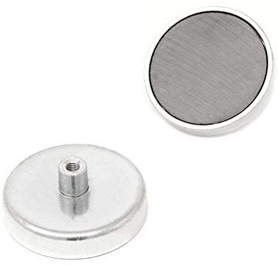 Ferrite Pot Magnet with M5 Internal Thread for Arts, Crafts, Model Making, DIY and Hobbies - 50mm dia x 10mm thick - 22.5kg Pull
