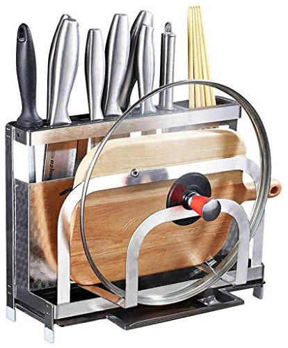 GJSN Shelf,Wall Mounte Shelf Liner,Stainless Steel Rack Kitchen Seasoning Cutting Board Supplies Storage Rack Knife Holder Hanging Floor