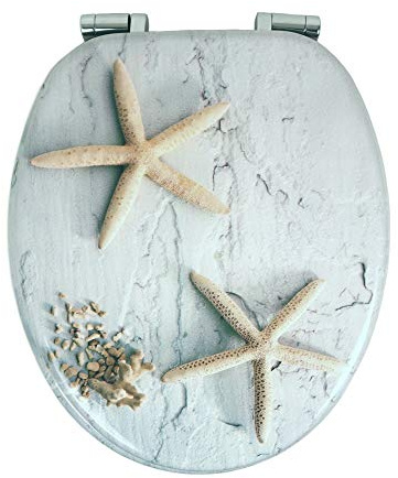 OGOMONDO Sedile Wc Copri Water Universale Frizionato Colorato Fantasia MDF Chiusura Rallentata