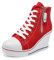 Mujer Cuñas Zapatos 35-43 EU De Lona High-Top Zapatos Casuales Encaje Talla Grande Zapatillas de Cuña para Mujer Verano Tacón Cuña Zapatillas de Deporte Zapatillas Altas Primavera,01rojo,38