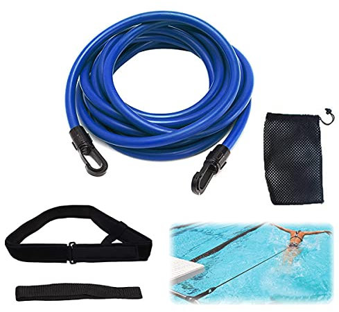 Amindz Pool Schwimmgürtel,3M Einstellbare Schwimmtrainer,Schwimmwiderstand Gürtel,Pool Widerstandstraining Zugseil,Pool Schwimmseil für Schwimmingpools Widerstandstraining