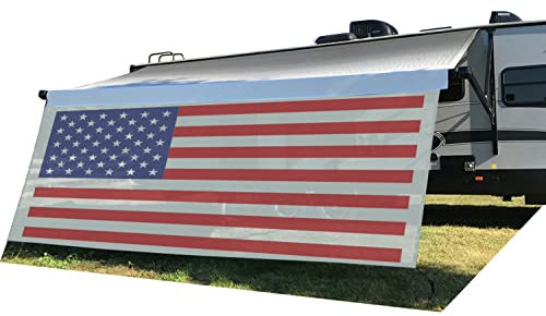 Tentproinc Pare-Soleil pour véhicule récréatif de 2,4 x 6,1 m (Drapeau américain) en Maille Grise pour Caravane – Kit Complet de Blocage des UV