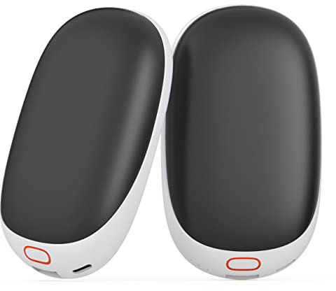 Wasuka Hand Warmers Rechargeable 2 Pack, 5000mAh Portable Magnetic Reusable Hand Warmer/Power Bank, 2 in 1 USB Battery Operated Warmer Electric Pocket Warmer Hand Heater for Men Women Black