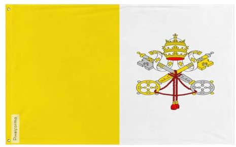 Pixelforma - Bandiera del Vaticano in diverse dimensioni 100% poliestere Stampa con doppio orlo - 90 x 150 cm - 2. 2 occhielli a sinistra